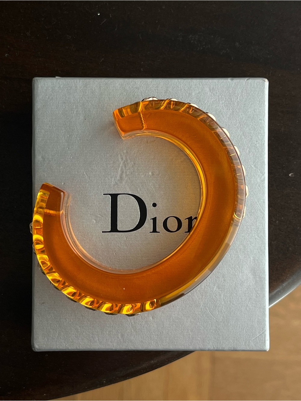 Authentic Vintage Dior Rare Runway John Galliano Amber Resin Gold Chain Bangle - Picture 5 of 6